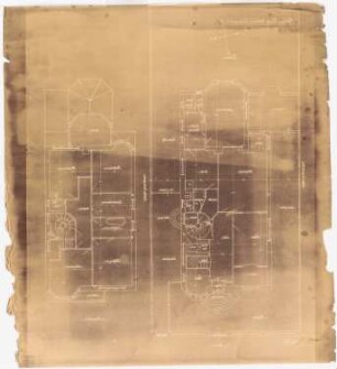 Wohnhaus Klomp, Dortmund: Grundriss Erdgeschoss und Obergeschoss 1:50 (4. Entwurf)