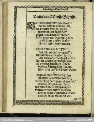 Trauer-und Trost-Schrifft