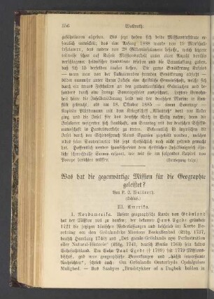 Was hat die gegenwärtige Mission für die Geographie geleistet