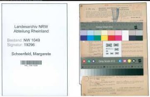 Entnazifizierung Margarete Schoenfeld , geb. 17.05.1886 (Lehrerin)