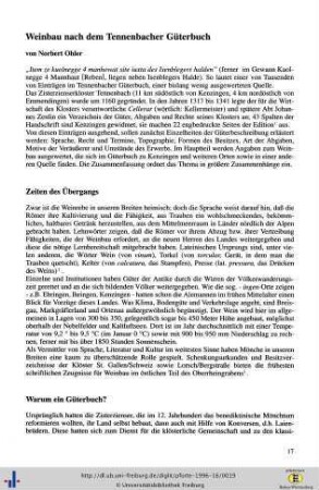 Weinbau nach dem Tennenbacher Güterbuch