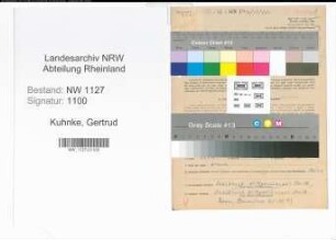 Entnazifizierung Gertrud Kuhnke , geb. 29.05.1893 (Stadtsekretaerin)