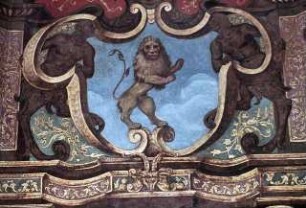 Allegorische Frauengestalten und Wappentiere des Erzbischofs Markus Sittikus von Hohenems