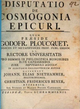 Disp. de cosmogonia Epicuri