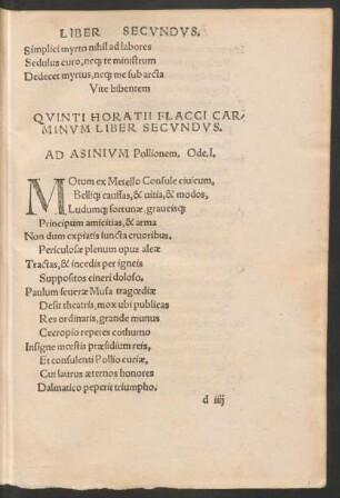 Quinti Horatii Flacci Carminum Liber Secundus.