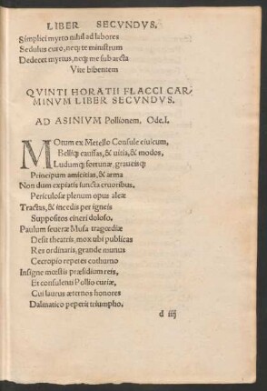 Quinti Horatii Flacci Carminum Liber Secundus.