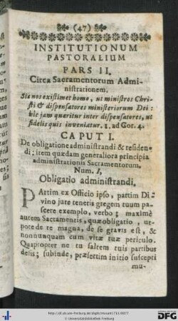 Pars II. Circa Sacramentorum Administrationem.