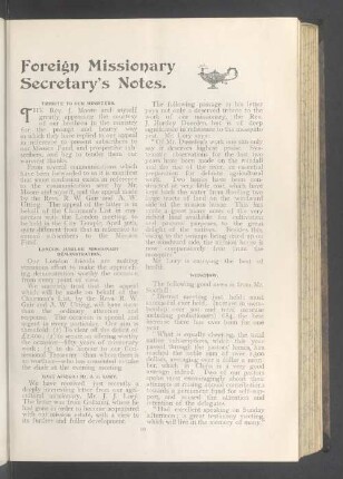 Foreign missionary secretary's notes