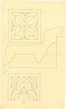 Hoffstadt, Friedrich; Mappe: Dachstühle, Ornamentik etc. - Ornamente, gotisch (Details, Schnitt)
