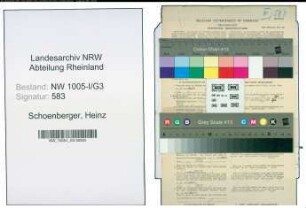 Entnazifizierung Heinz Schoenberger , geb. 05.04.1911 (Schausteller)