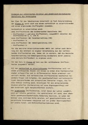 Hinweise zur inhaltlichen Struktur und didaktisch-methodischen Gestaltung des Unterrichts