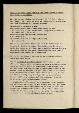 Hinweise zur inhaltlichen Struktur und didaktisch-methodischen Gestaltung des Unterrichts