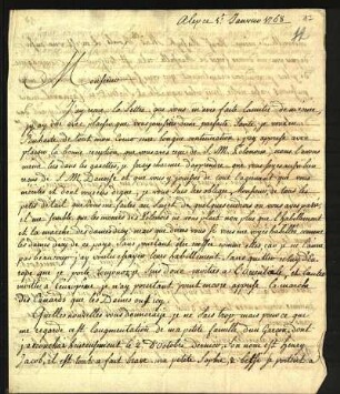 8) M. S. van Maseyk an Niebuhr in Kopenhagen, Aleppo, 5. Januar 1768
