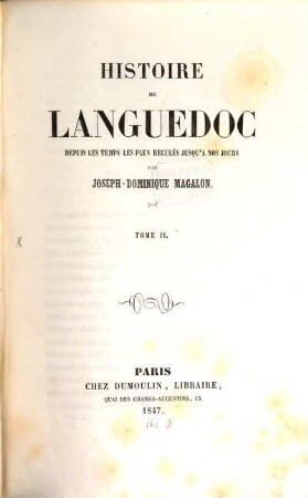 Histoire du Languedoc : depuis les temps les plus reculés jusqu'a nos jours, 2