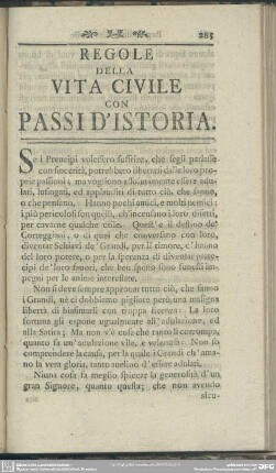Regole Della Vita Civile Con Passi D'Istoria