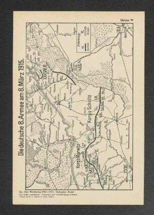 Skizze w. Die deutsche 8. Armee am 8. März 1915.