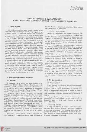 Sprawozdanie z działalności Państwowych Zbiorów Sztuki na Wawelu w roku 1993