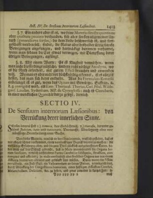 Sectio IV. De Sensuum internorum Laesionibus