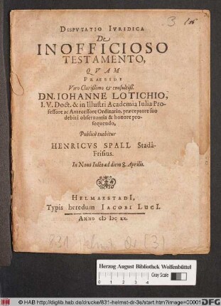 Disputatio Iuridica De Inofficioso Testamento