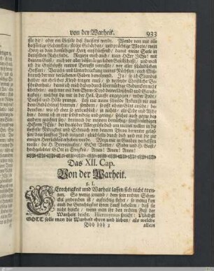 Das XII. Cap. Von der Warheit.
