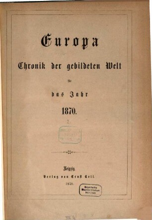 Europa : Chronik der gebildeten Welt. 1870,2, 1870,[2]