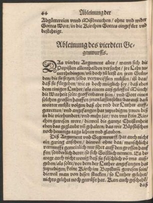 Ableinung des vierdten Gegenwurffs.