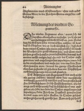 Ableinung des vierdten Gegenwurffs.
