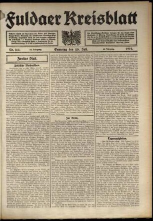 Zweite Ausgabe vom Samstag, den 20. Juli 1912.