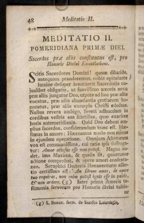 48-72, Meditatio II. Pomeridiana primae diei.
