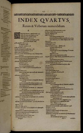 Index Quartus, Rerum & Verborum memorabilium.