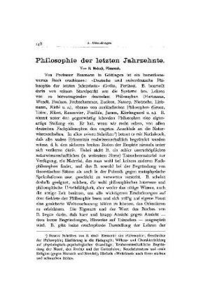 Philosophie der letzten Jahrzehnte