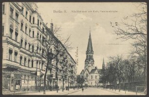 Ansichtskarte „Siboldstrasse mit Kath. Garnisonkirche“ [2/3]