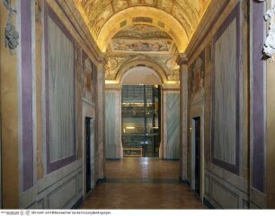 Palazzo Zuccari, Innenräume, Durchgang/ Korridor mit den Taten des Herkules, Herkulesgang (Raum B 011)