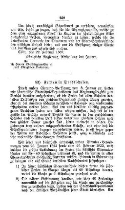 Ferien in Stadtschulen : [V. Elementarschulwesen]