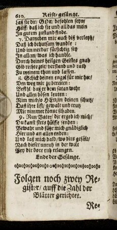 Folgen nach zwey Register/ auff die Zahl der Blätter gerichtet.