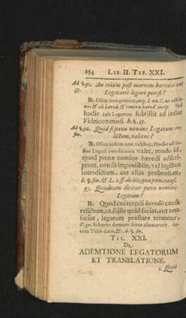Tit. XXI. De Ademtione Legatorum Et Translatione.