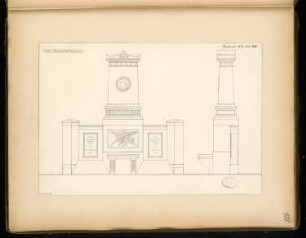 Grabdenkmal für Geheimrat Koch, Thale Monatskonkurrenz November 1877: Aufriss Vorderansicht, Seitenansicht