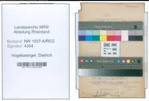 Entnazifizierung Dietrich Vogelsaenger , geb. 05.02.1894 (Kaufm.Angestellter)