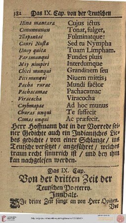 Das IX. Cap.: Von der dritten Zeit der Teutschen Poeterey