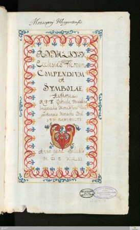Gabriel Bucelin: Annalium Ecclesiasticorum Compendium Et Symbolae