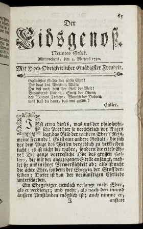 Neuntes Stück. Mittwochens, den 4. Merzens 1750.
