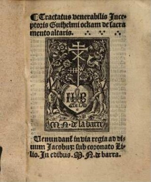 Tractatus venerabilis Inceptoris Guihelmi ockam de sacramento altaris