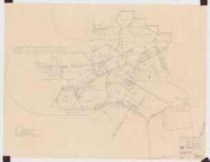 Haus und Garten Ernst Hassler, Oerlinghausen: Schlitzplan Erdgeschoss und Detailplan Heizkanäle, 1:20, 1:50