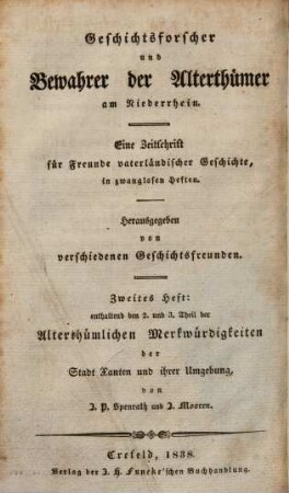 Alterthümliche Merkwürdigkeiten der Stadt Xanten und ihrer Umgebung, 2