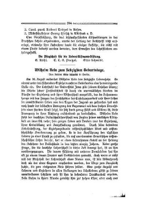 Wilhelm Rein zum siebzigsten Geburtstage