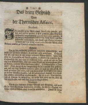 Das dritte Gespräch. Von der Thornischen Affaire.