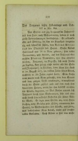 Des Trajanus letzte Lebenstage und Tod