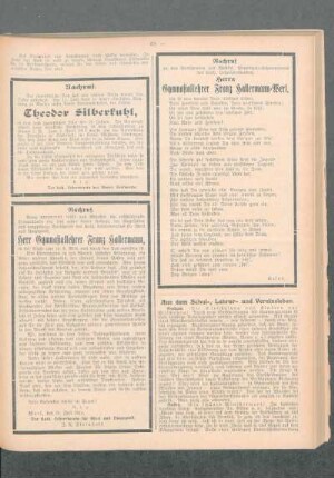 Nachruf : [Theodor Silberkuhl]