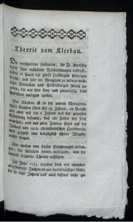 Theorie vom Kleebau.