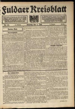 Zweite Ausgabe vom Dienstag, den 02. Juli 1912.